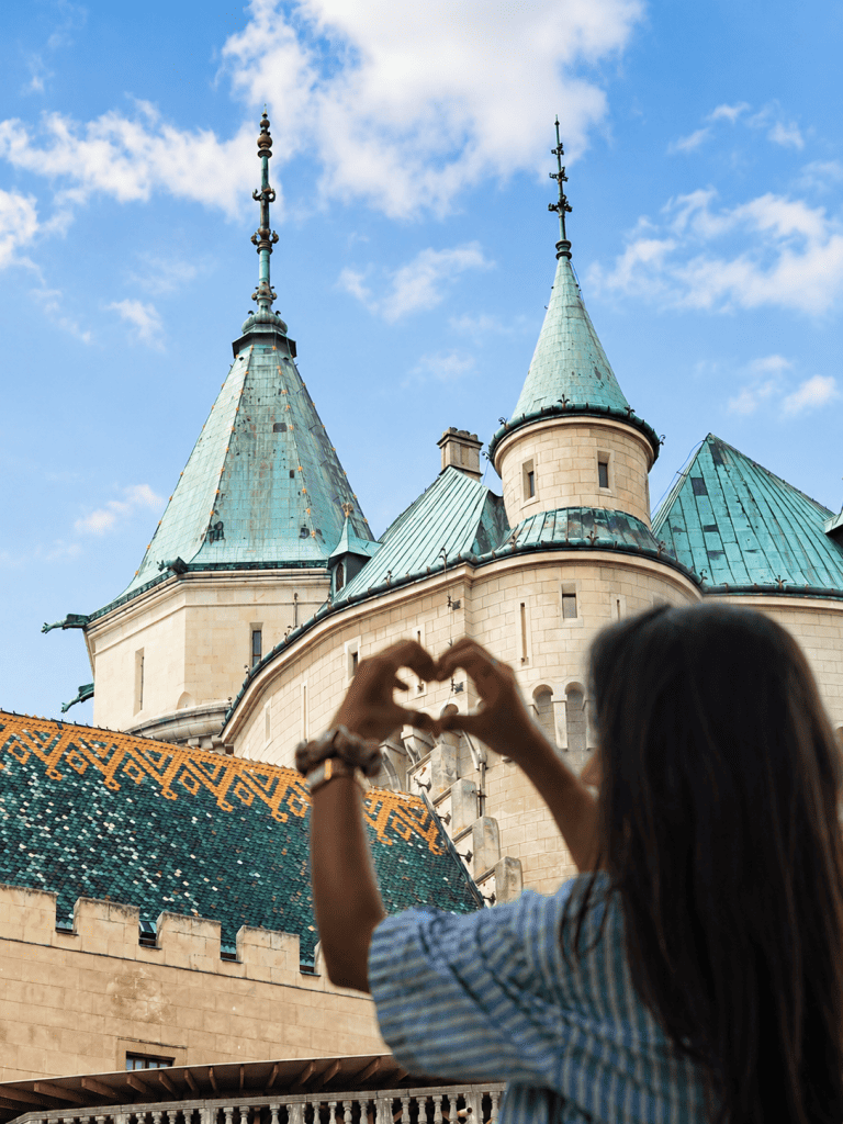 Smolenice Castle with its green turrets in western Slovakia