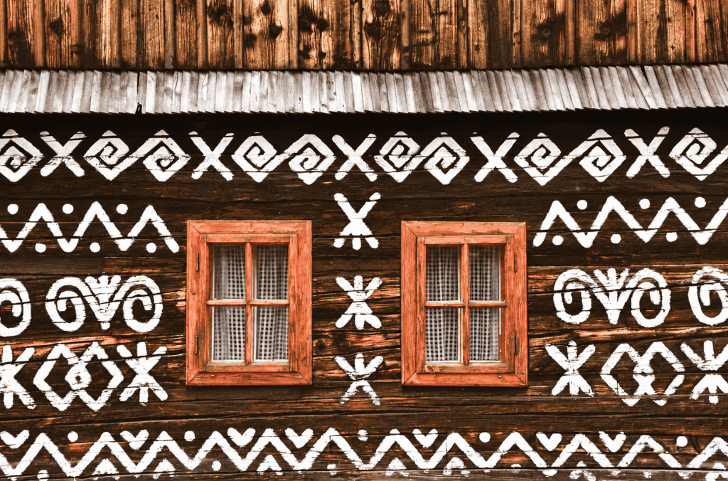 Detail of a painted Čičmany folk house