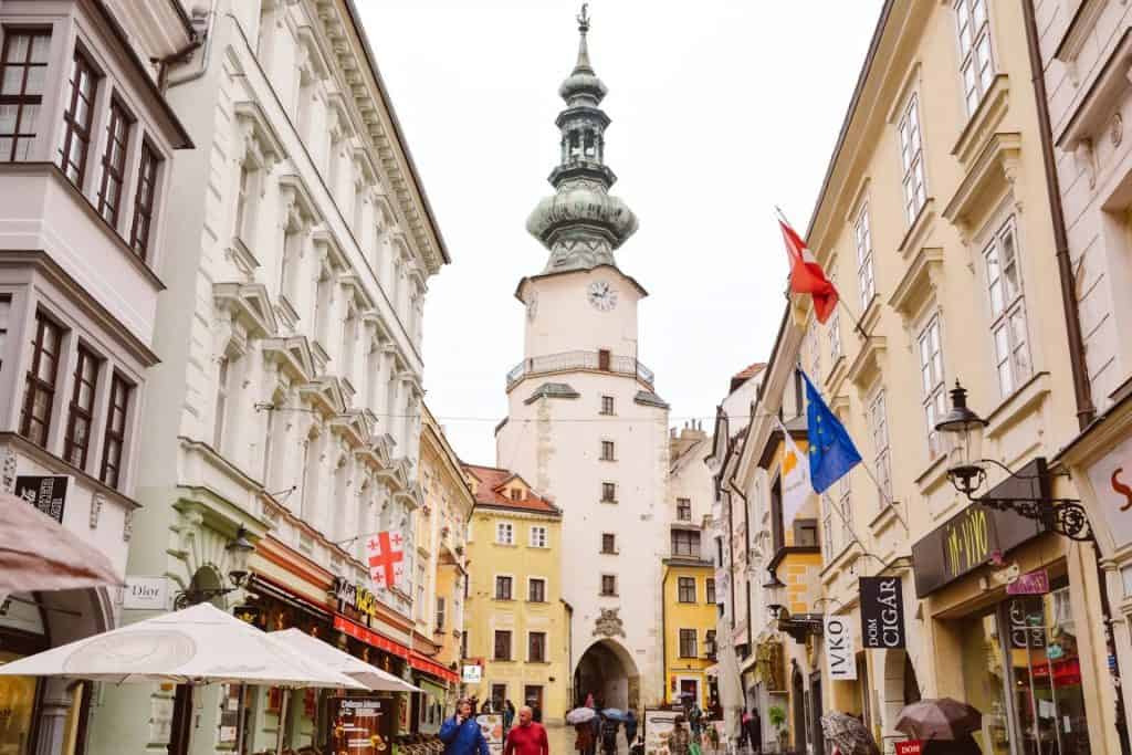 Bratislava Old Town street near Michael's Gate